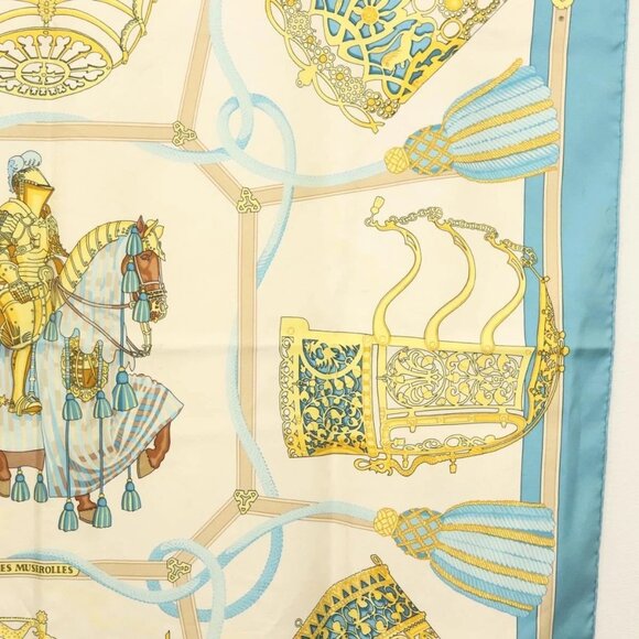 HERMES Carre 90 Scarf ""LES MUSEROLLES"" Silk Blue Auth BA5129 - Picture 7 of 16